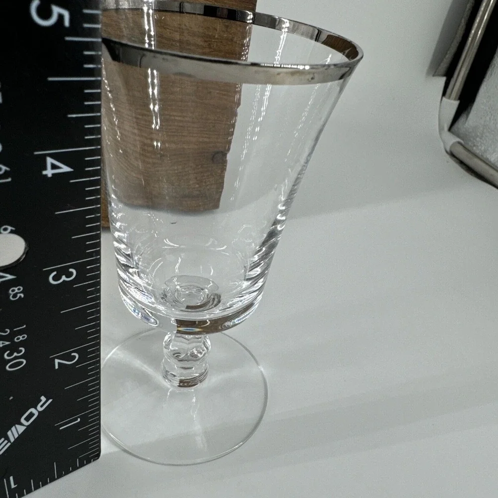 Crystal Sheffield Platinum Trim Water Wine Glass Fostoria‎ MCM 4.75